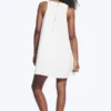 Sleeveless Cotton Twill Mini Dress – White