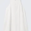 Sleeveless Cotton Twill Mini Dress – White