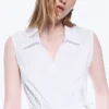 Sleeveless Cotton Wrap Top – White