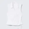Sleeveless Cotton Wrap Top – White