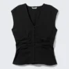 Sleeveless Crinkle Top – Black