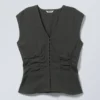 Sleeveless Crinkle Top – Dark Grey