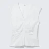Sleeveless Crinkle Top – White