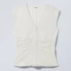 Sleeveless Crinkle Top – White