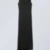Sleeveless Draped Maxi Dress – Black