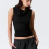 Sleeveless Funnel Neck Top – Black