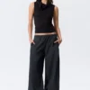 Sleeveless Funnel Neck Top – Black