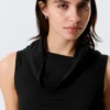 Sleeveless Funnel Neck Top – Black