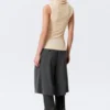 Sleeveless Funnel Neck Top – Light Beige
