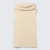 Sleeveless Funnel Neck Top – Light Beige