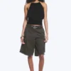 Sleeveless Gathered Halter Top – Black
