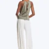 Sleeveless Gathered Halter Top – Dusty Khaki Green
