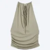 Sleeveless Gathered Halter Top – Dusty Khaki Green