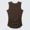 Sleeveless Gathered Jersey Top – Dark Brown