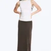 Sleeveless Gathered Jersey Top – White