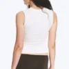 Sleeveless Gathered Jersey Top – White