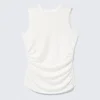 Sleeveless Gathered Jersey Top – White