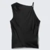 Sleeveless Gathered Top – Black