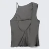 Sleeveless Gathered Top – Grey