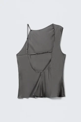 Sleeveless Gathered Top – Grey