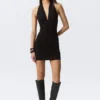 Sleeveless Halter Mini Dress – Black