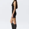 Sleeveless Halter Mini Dress – Black