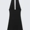 Sleeveless Halter Mini Dress – Black
