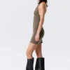 Sleeveless Halter Mini Dress – Dark Mole