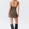 Sleeveless Halter Mini Dress – Dark Mole