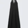 Sleeveless Halterneck Maxi Dress – Black