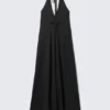 Sleeveless Halterneck Maxi Dress – Black