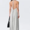 Sleeveless Halterneck Maxi Dress – Light Beige