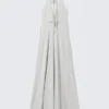 Sleeveless Halterneck Maxi Dress – Light Beige