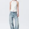 Sleeveless Halterneck Shirt Top – White