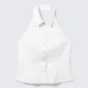 Sleeveless Halterneck Shirt Top – White