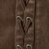 Sleeveless Lace-Up Mini Dress – Washed Dark Brown