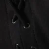 Sleeveless Lacing Boat-Neck Eyelet Top – Black