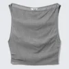 Sleeveless Sequin Top – Grey – Rhinestones