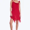 Sleeveless Square-Neck Mini Dress – Bright Red