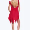 Sleeveless Square-Neck Mini Dress – Bright Red
