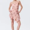 Sleeveless Square-Neck Mini Dress – Pink – Floral