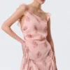 Sleeveless Square-Neck Mini Dress – Pink – Floral