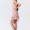 Sleeveless Square-Neck Mini Dress – Pink – Floral