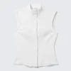 Sleeveless Structured Twill Top – White