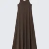 Sleeveless Tank Maxi Dress – Dark Brown