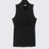 Sleeveless Turtleneck Top – Black