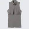 Sleeveless Turtleneck Top – Grey