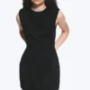 Sleeveless Twill Mini Dress – Black