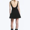 Sleeveless Twill Mini Dress – Black