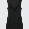 Sleeveless Twill Mini Dress – Black